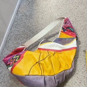 Colorful Patchwork Extra Large Shoulder Sling Leather Bag Artistry‎ boho unisex